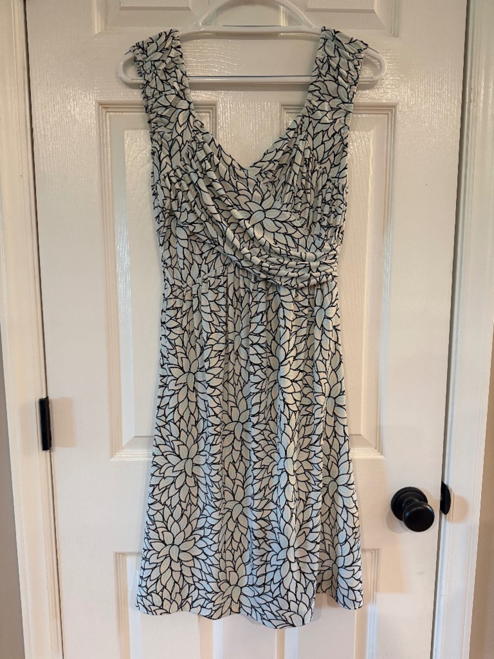 Chadwicks White & Black Floral Print Dress Size 2P